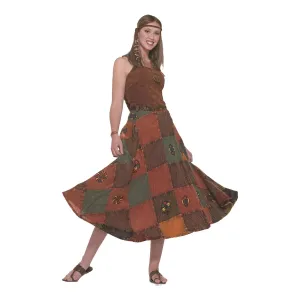 60's 70's Hippie Patch Costume Skirt Adult Standard