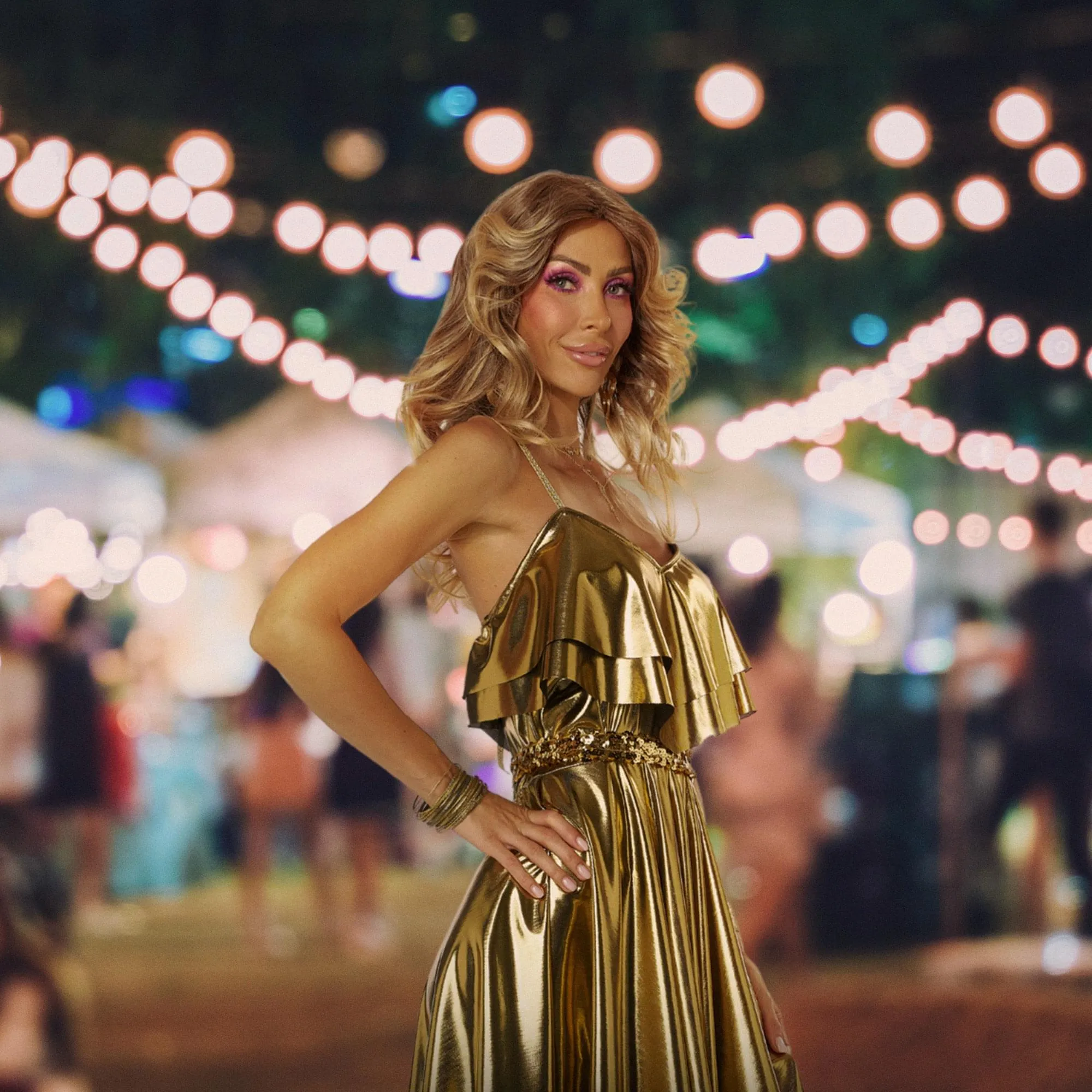 70's Gold Disco Dress Adult Costume