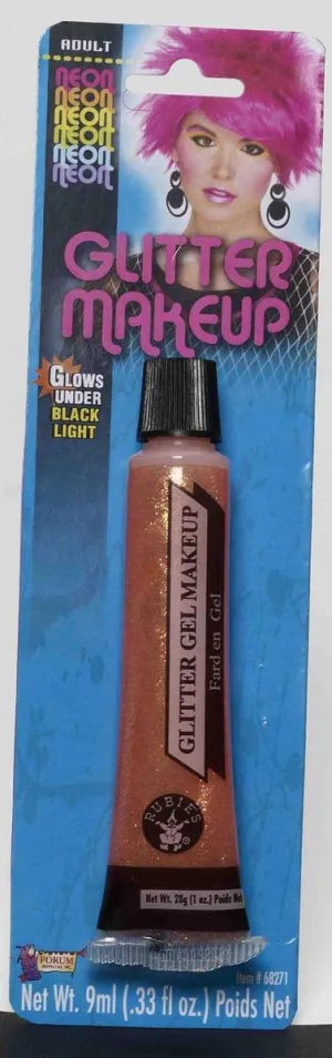 80's Punk Neon Orange Costume Glitter Makeup