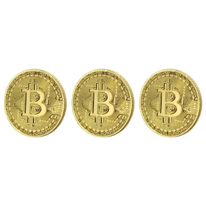 Bitcoin Gold Plated 3 Piece Replica Set  Collectors Premium Quality Prop Money