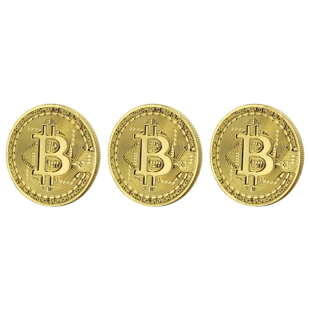 Bitcoin Gold Plated 3 Piece Replica Set  Collectors Premium Quality Prop Money