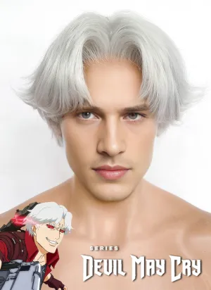 Devil May Cry Dante Silver Grey Lace Front Synthetic Men's Cosplay Wig LF6116