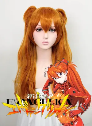EVA NEON GENESIS EVANGELION Asuka Langley Soryu Long Orange Cosplay Wig   Ponytails TB1630