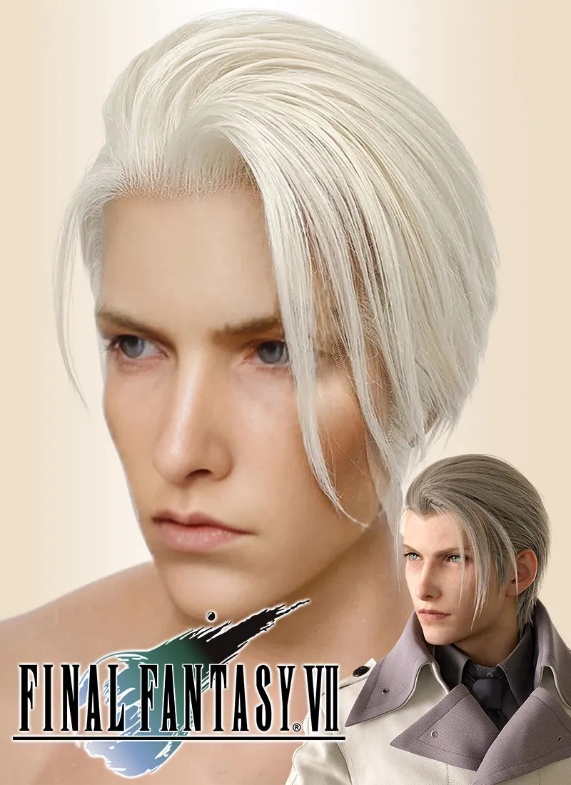 Final Fantasy Remake Rufus Shinra Platinum Blonde Short Straight Lace Front Synthetic Men's Wig LF6078