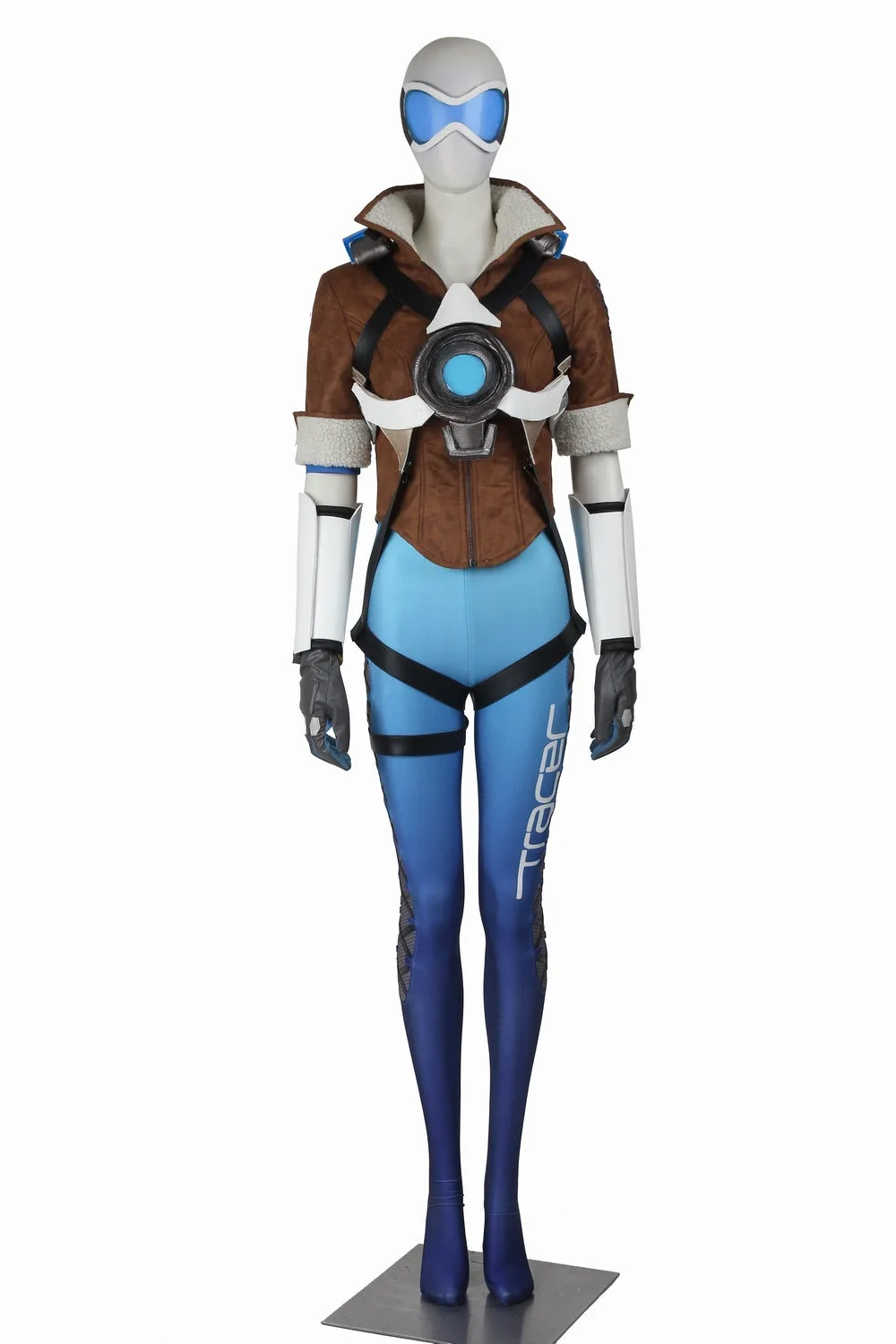 Game Overwatch OW Tracer Lena Oxton Blue Cosplay Costume