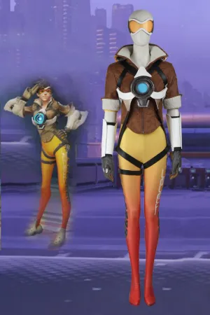 Game Overwatch OW Tracer Lena Oxton Yellow Cosplay Costume