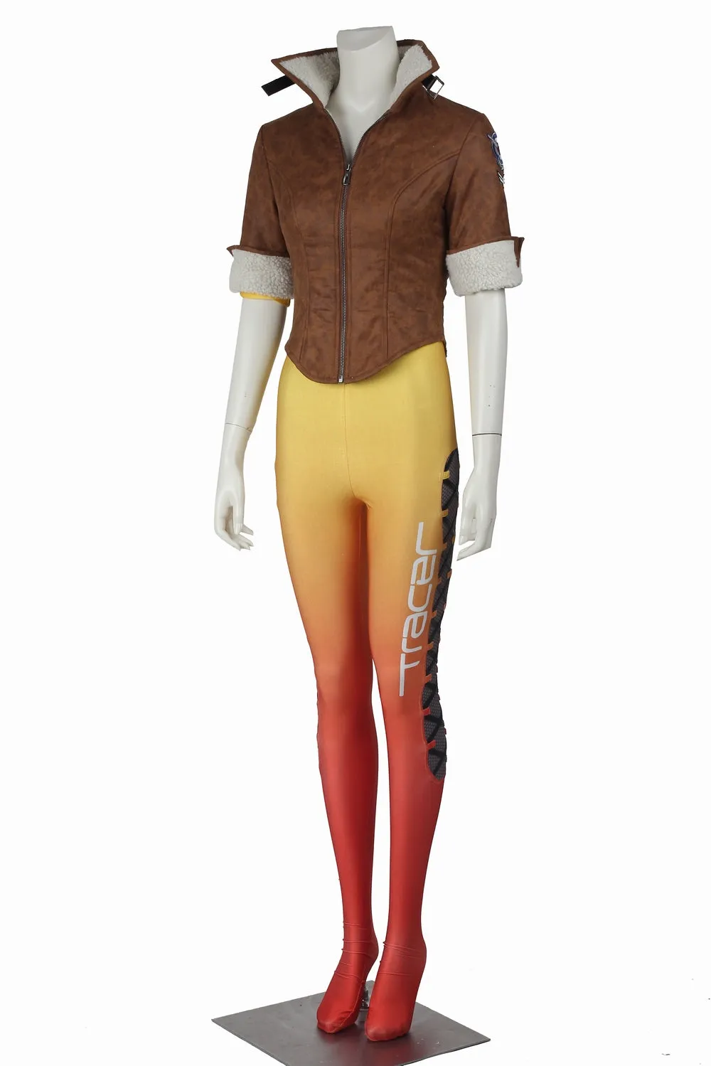 Game Overwatch OW Tracer Lena Oxton Yellow Cosplay Costume