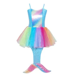 Girl's Costume Rainbow Blue Mermaid Dress