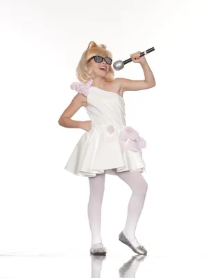 Lady Ra Ra Pop Star White Dress Costume Child