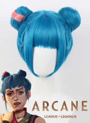 League of Legends LOL Arcane Jinx Powder Blue Double Bun Cosplay Wig TB1719