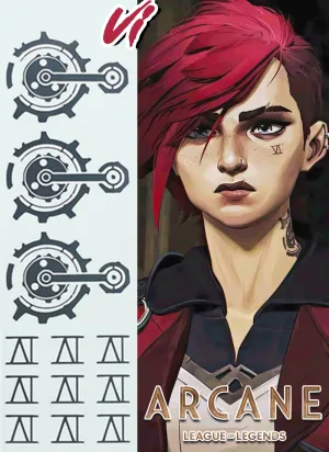 League of Legends LOL Arcane Vi Cosplay Tattoo AC102