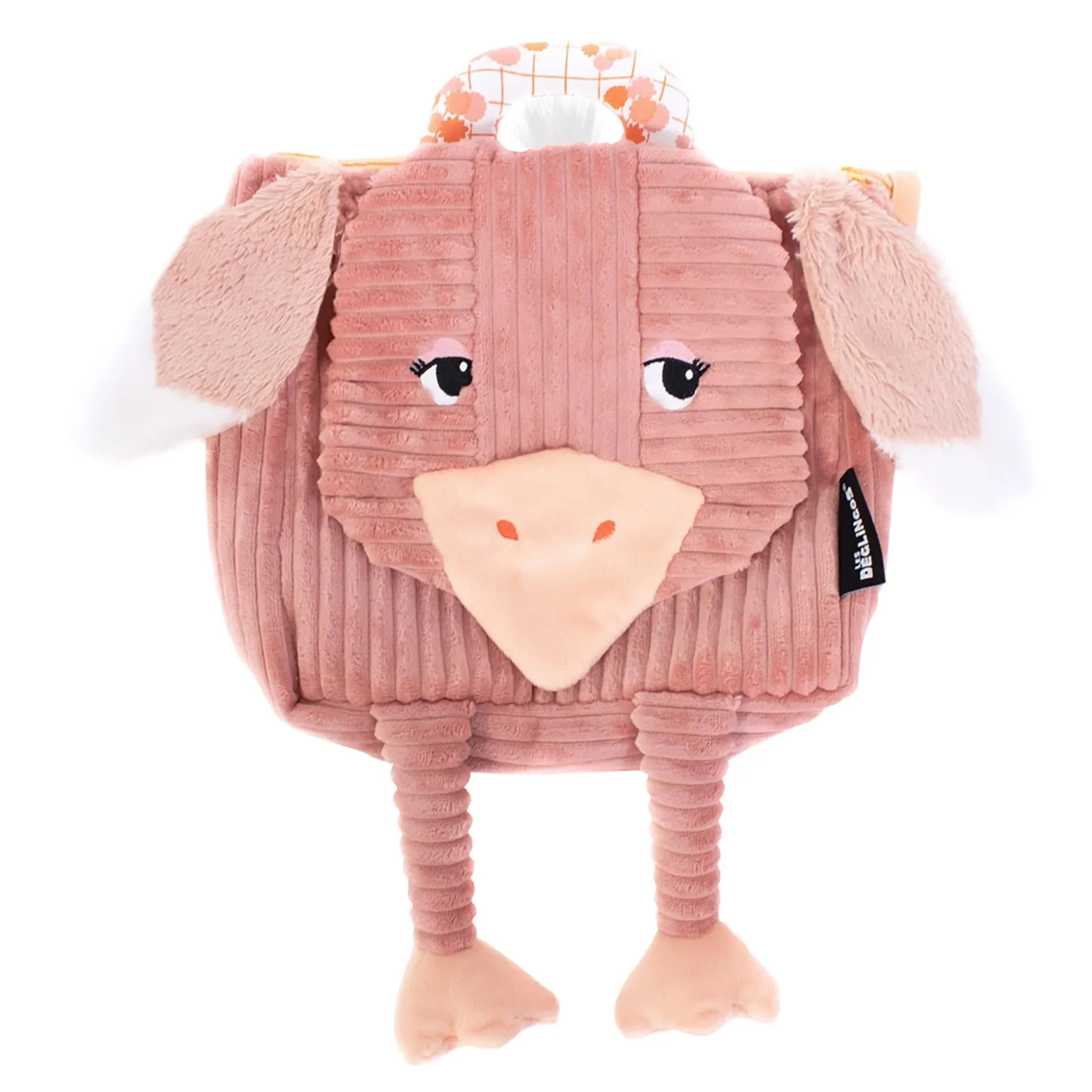 Les Deglingos Corduroy Backpack Plush | Pomelos the Ostrich