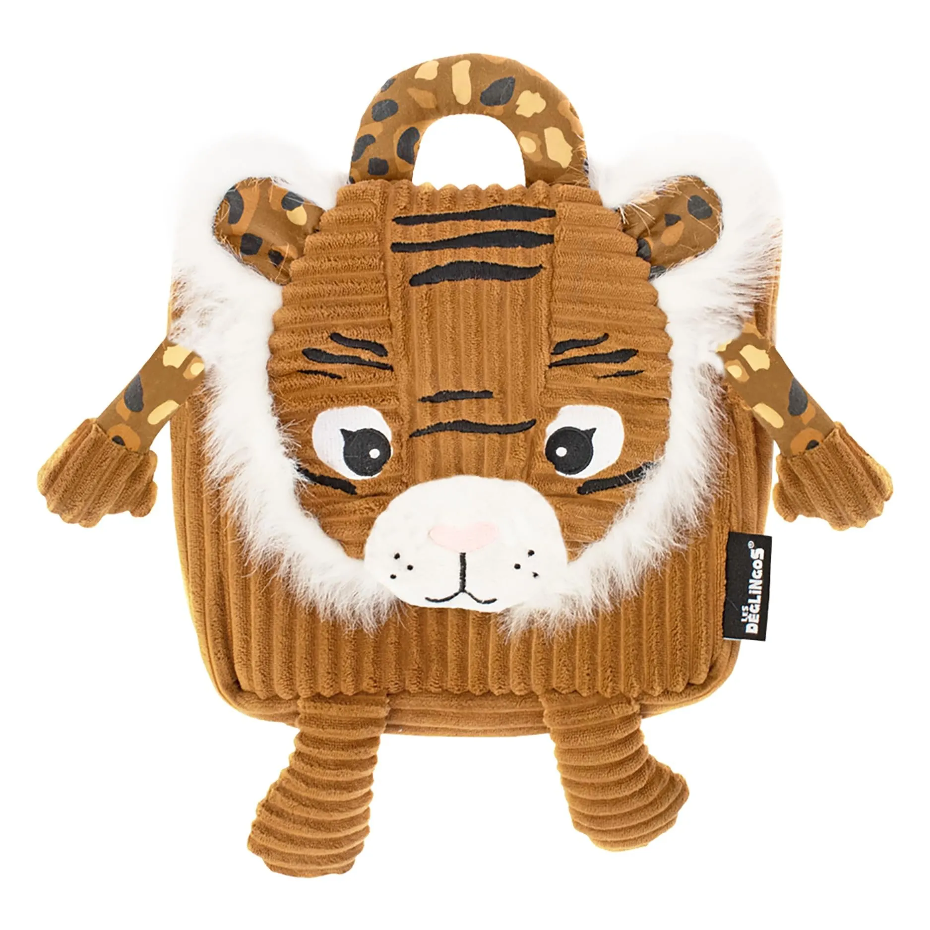 Les Deglingos Corduroy Backpack Plush | Speculos the Tiger
