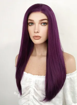 Long Straight Dark Purple Lace Front Synthetic Hair Wig LF029