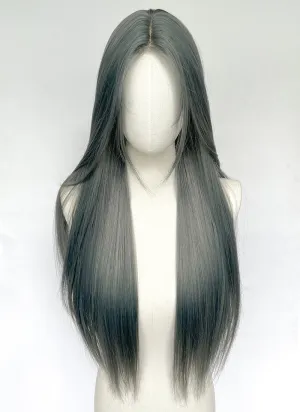 Long Straight Mixed Grey Blue Synthetic Wig NL079