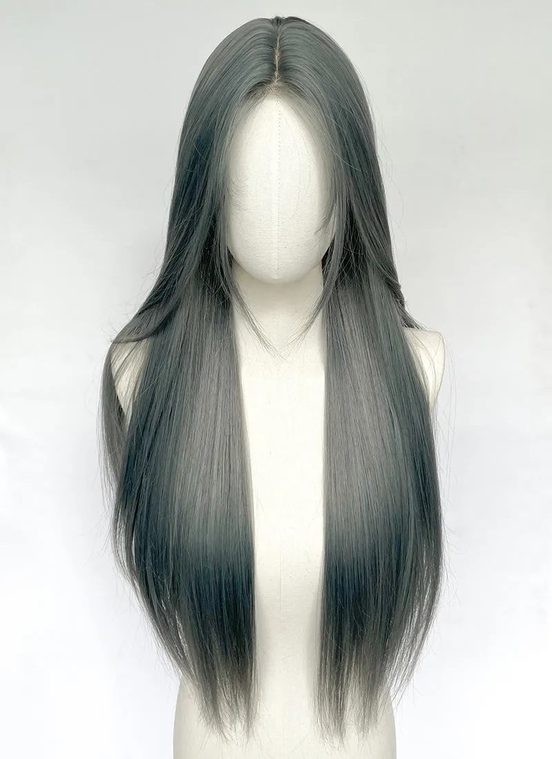 Long Straight Mixed Grey Blue Synthetic Wig NL079