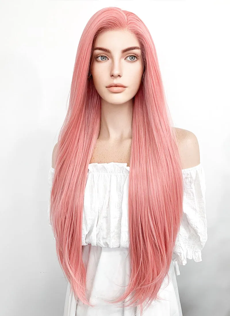 Long Straight Pastel Pink Lace Front Synthetic Hair Wig LW238B