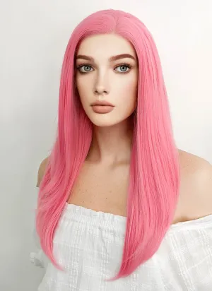 Long Straight Pastel Pink Lace Front Synthetic Hair Wig LW769C