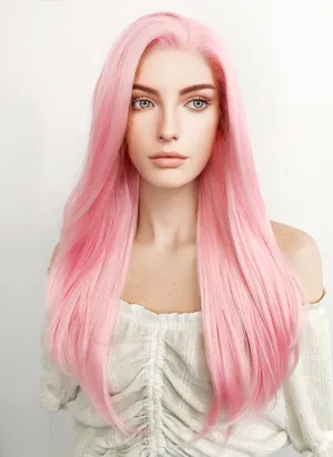 Long Straight Pink Pastel Lace Front Synthetic Hair Wig LF026