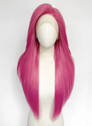 Long Straight Yaki Hot Pink Lace Front Synthetic Hair Wig LN6037