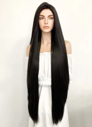 Long Straight Yaki Natural Black Lace Front Synthetic Hair Wig LF701A