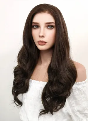 Long Wavy Dark Brown Lace Front Synthetic Hair Wig LF117