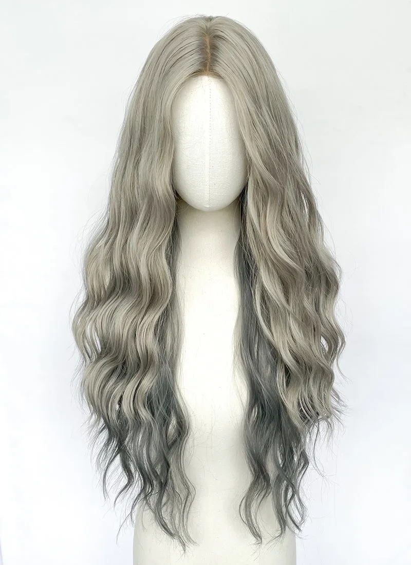 Long Wavy Mixed Grey Synthetic Wig NL074