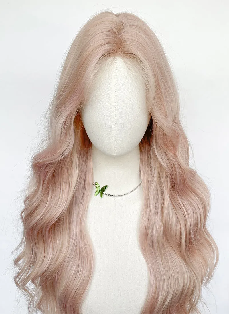 Long Wavy Pale Pink Synthetic Wig NL082
