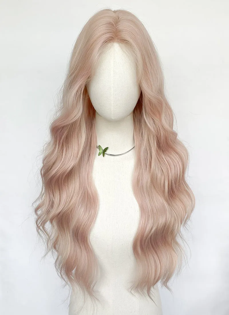 Long Wavy Pale Pink Synthetic Wig NL082