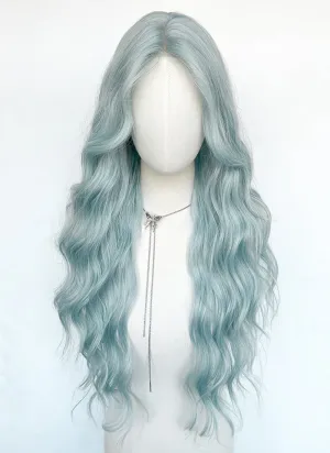 Long Wavy Pastel Blue Synthetic Wig NL084