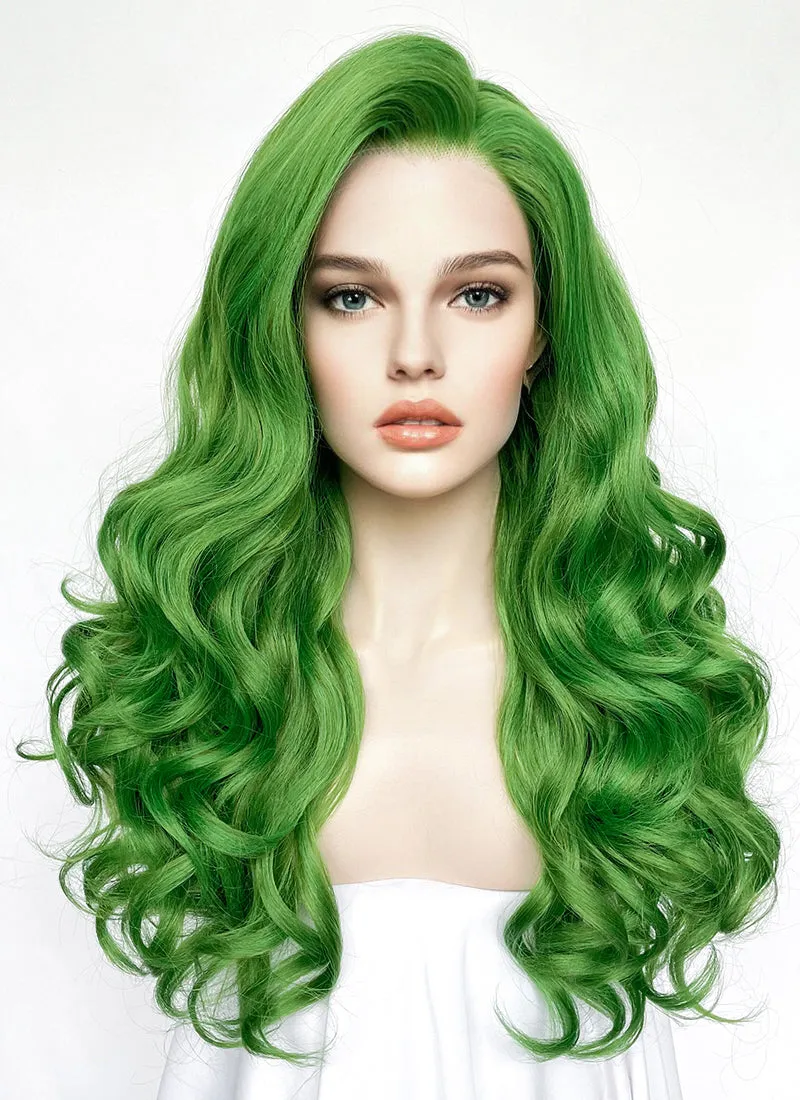 Long Wavy Yaki Green Lace Front Synthetic Hair Wig LN6033