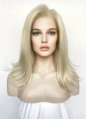 Medium Straight Pastel Ash Blonde Lace Front Synthetic Hair Wig LW4029