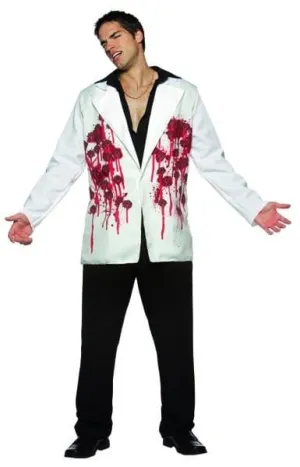 Mens Bloody Bullets Halloween Scary White Jacket Blazer Adult