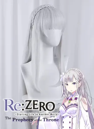 Re: Life In A Different World From Zero Emilia Long Straight White Cosplay Wig TB1723