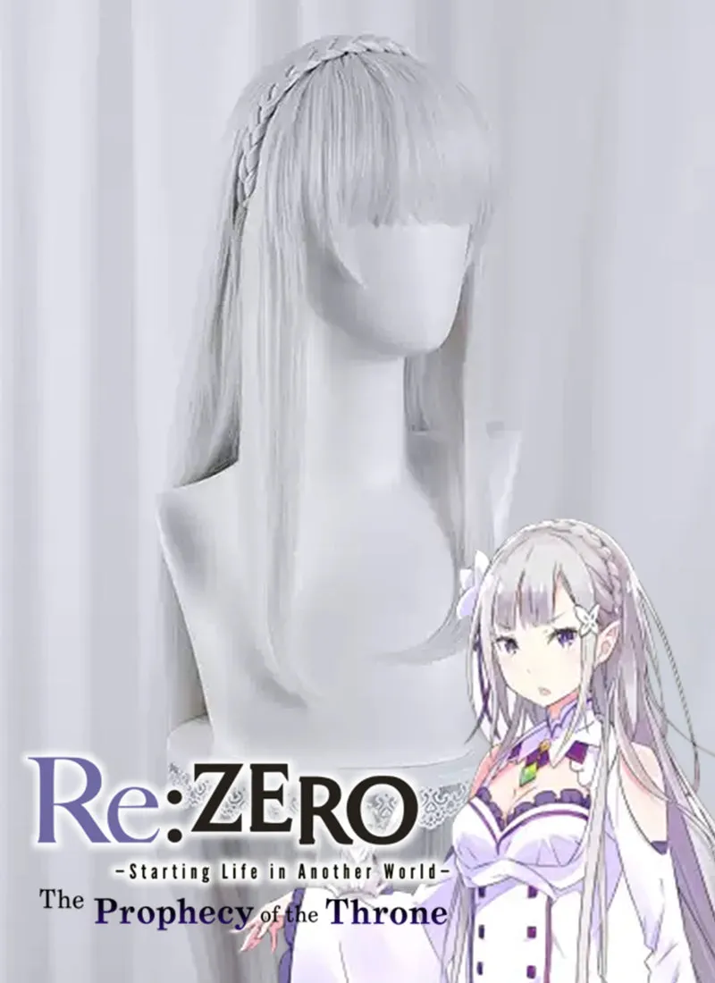 Re: Life In A Different World From Zero Emilia Long Straight White Cosplay Wig TB1723