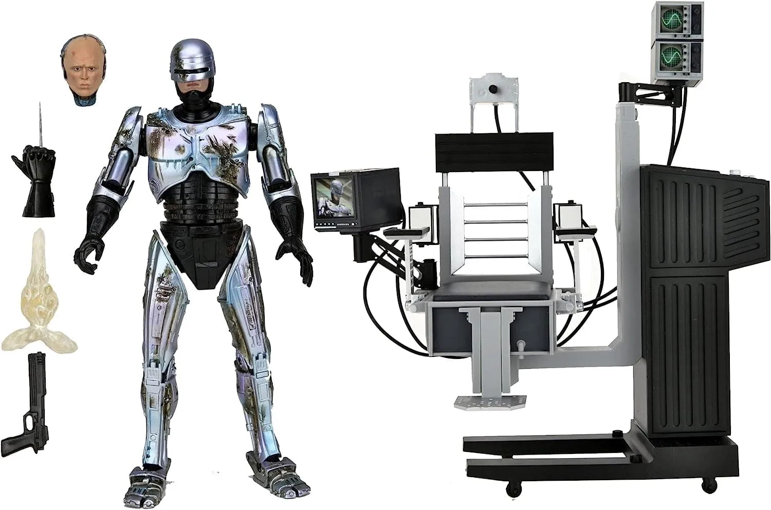 RoboCop Ultimate 7 Inch Action Figure | Battle Damaged RoboCop with Chair
