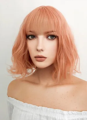 Short Wavy Peach Pink Cosplay Wig CM197