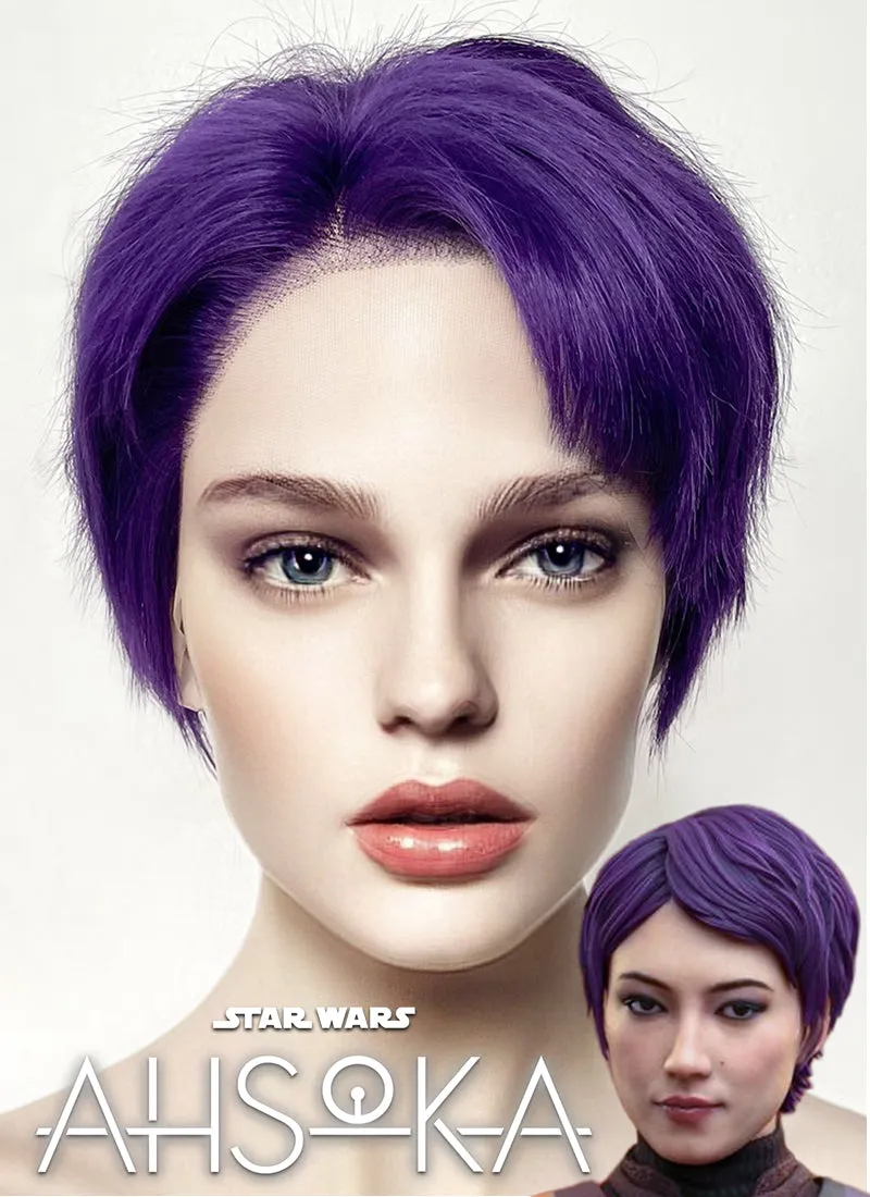Star Wars Ahsoka Sabine Wren Purple Lace Front Synthetic Wig LF6030