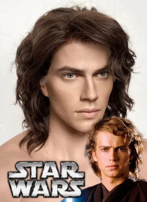 Star Wars Anakin Skywalker Darth Vader Wavy Brunette Lace Front Wig Men's LF407GA