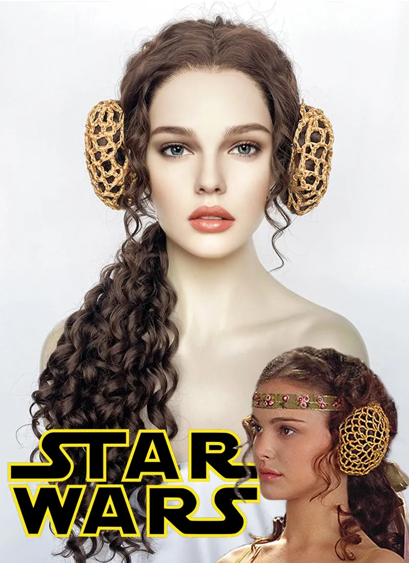 Star Wars Padme Amidala Brunette Braided Lace Front Synthetic Wig LF2145