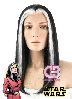 Star Wars Ysanne Isard Straight Black And White Money Piece Lace Front Synthetic Wig LF1605
