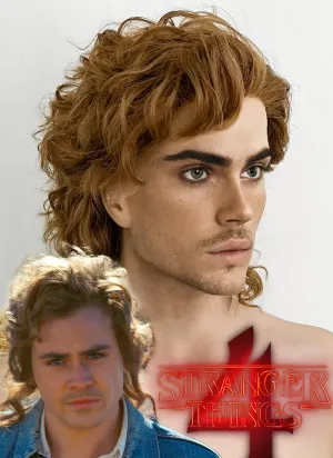 Stranger Things Billy Hargrove Curly Brown Lace Front Men's Wig LF1311A