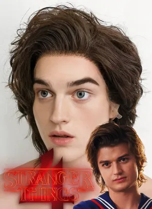 Stranger things Steve Harrington Wavy Brunette Lace Front Wig Men's LF407A