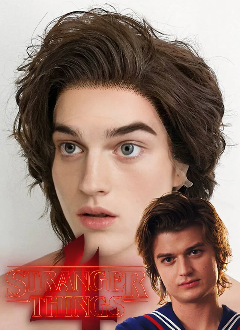Stranger things Steve Harrington Wavy Brunette Lace Front Wig Men's LF407A
