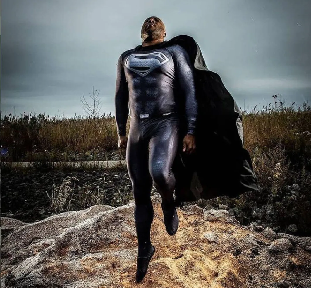 SUPERMAN Snyder Cut BLACK SUIT  (rubber emblem options not currently available)