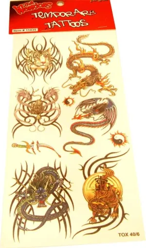 Warriors Temporary Tattoo Decal Costume Set
