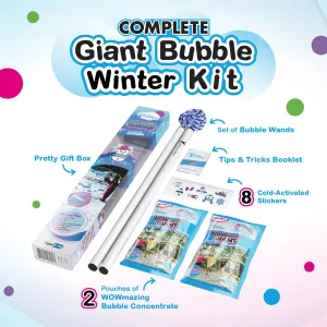 WOWmazing Winter Giant Bubble Kit | Wand   2 Packets Bubble Concentrate   8 Stickers